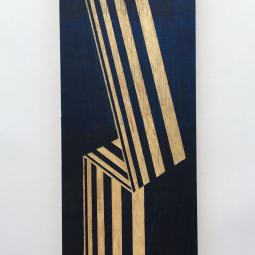 Irma Kalt, Bande - blue de prusse, 2021 - engraving on birch plywood
